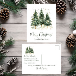 Postal De Anuncios Feliz Navidad Nuevo Hogar Pinos