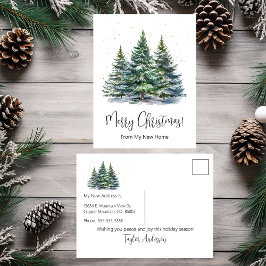Postal De Anuncios Feliz Navidad Nuevo Hogar Pinos