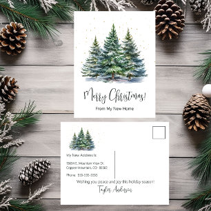 Postal De Anuncios Feliz Navidad Nuevo Hogar Pinos