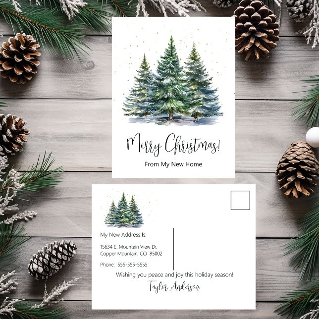 Postal De Anuncios Feliz Navidad Nuevo Hogar Pinos (Subido por el creador)