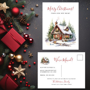 Postal De Anuncios Feliz Navidad Rústico Cambio de Casa Nueva