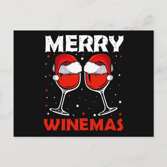 Postal De Anuncios Feliz Winemas Vino Tinto Feo Regalo de Navidad par (Anverso)