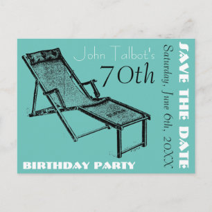Postal De Anuncios Festejo de cumpleaños 70 Retro Silla de Cubierta G