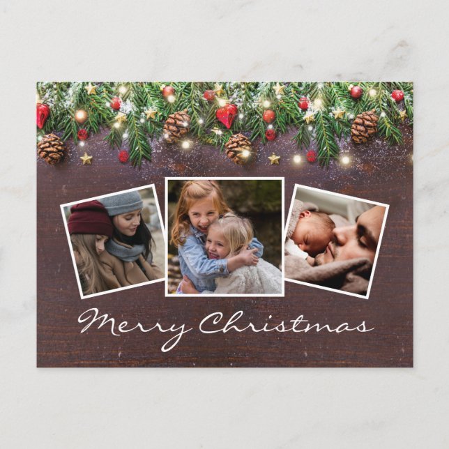 Postal De Anuncios Festividad de Navidades de invierno rusos por foto (Anverso)