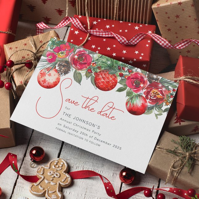 Postal De Anuncios Fiesta Anual de Navidad con Flores Rojas (Subido por el creador)