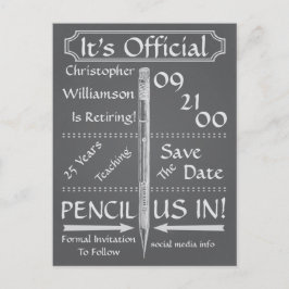 Postal De Anuncios Fiesta de Aviso de Jubilación en Pizarra Vintage G