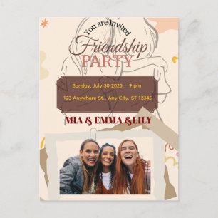 Postal De Anuncios Fiesta de Celebración de Amistad Elegante con Foto