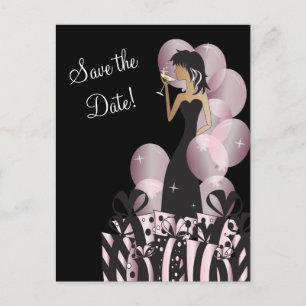 Postal De Anuncios Fiesta de Chicas Divas Elegantes Guarda la Fecha