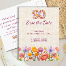 Fiesta de cumpleaños 90 - Wildflower Save the Date