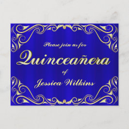 Postal De Anuncios Fiesta de Cumpleaños Elegante y Regio Quinceañera 