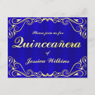 Postal De Anuncios Fiesta de Cumpleaños Elegante y Regio Quinceañera