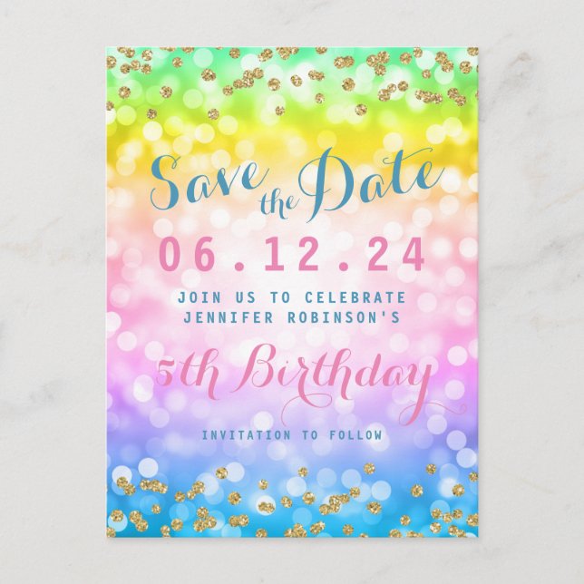 Postal De Anuncios Fiesta de cumpleaños infantil salva la fecha del a (Anverso)