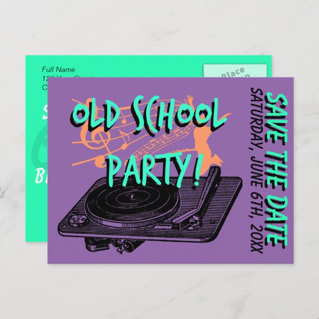 Postal De Anuncios Fiesta de cumpleaños número 60 Reserva la fecha 60 (Anverso / Reverso)