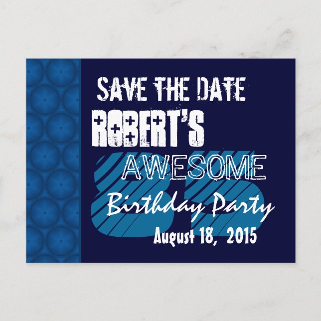 Postal De Anuncios Fiesta de cumpleaños número 85 Save the Date Blue  (Anverso)