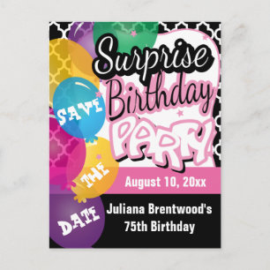 Postal De Anuncios Fiesta de Cumpleaños Sorpresa en Rosa Guárdame l