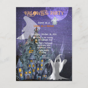 POSTAL DE ANUNCIOS FIESTA DE DISFRAZ DE FANTASMAS DE HALLOWEEN