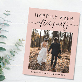 Postal De Anuncios Fiesta de Fotos con Rubor de Boda Happily Ever Aft