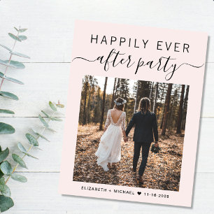 Postal De Anuncios Fiesta de Fotos de Boda Rosa Felices para Siempre