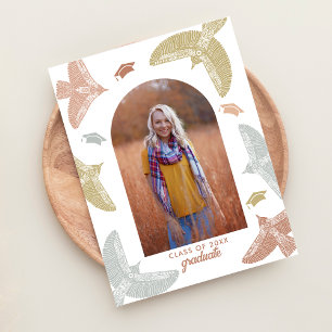 Postal De Anuncios Fiesta de Graduación   Arte Folclórico Boho de Ave