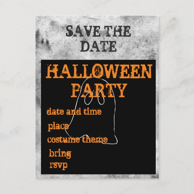 Postal De Anuncios Fiesta de Halloween Guardar la Fecha (Anverso)