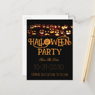 Postal De Anuncios Fiesta de Halloween personalizada guardar la fecha