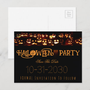 Postal De Anuncios Fiesta de Halloween personalizada guardar la fecha