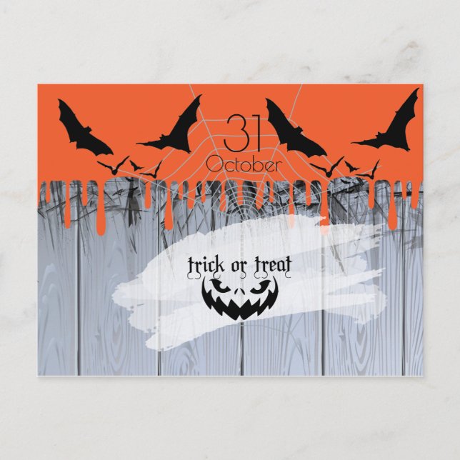 Postal De Anuncios Fiesta de Halloween "Trate o truco" Loft Moderno (Anverso)