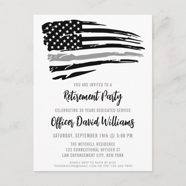 Postal De Anuncios Fiesta de Jubilación de Oficial Correccional (Anverso)