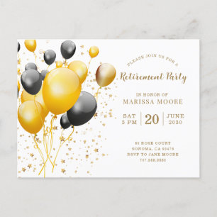 Postal De Anuncios Fiesta de Jubilación Rosa Oro y Dorado