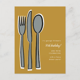 Postal De Anuncios Fiesta de la cena de cumpleaños 50 amarillo modern