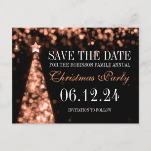 Postal De Anuncios Fiesta de Navidad en Rose Gold Guardar la Fecha