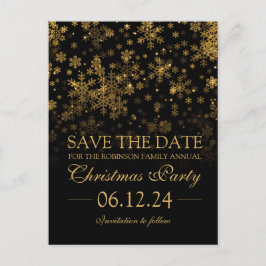 Postal De Anuncios Fiesta de Navidad Guardar la Fecha Destello Dorado