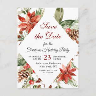 Postal De Anuncios Fiesta de Navidades de vacaciones de Poinsettia Gu