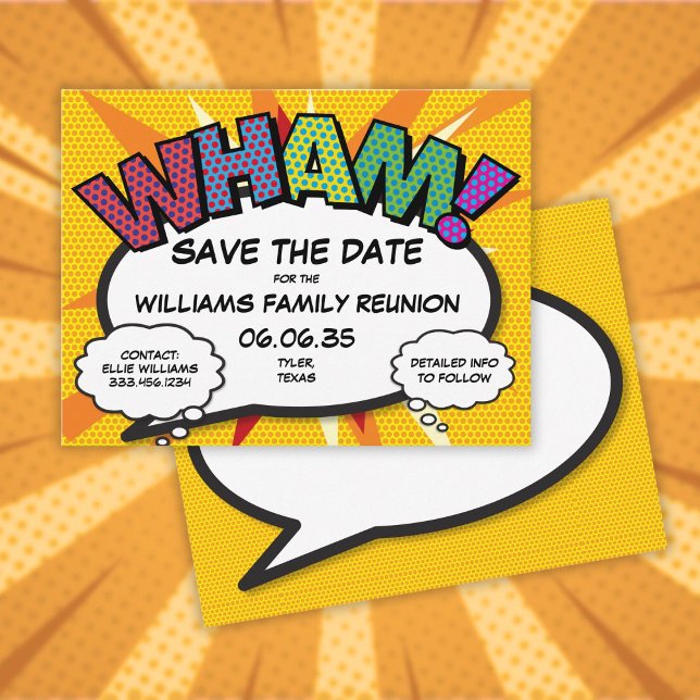 Postal De Anuncios Fiesta de Reunión Familiar Salva la Fecha Moderna  (Family Reunion Party Save the Date Modern Fun Announcement Postcard)