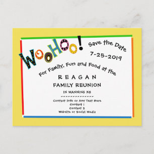 Postal De Anuncios Fiesta de Reunión Woohoo Sounds Like Fun Save the 