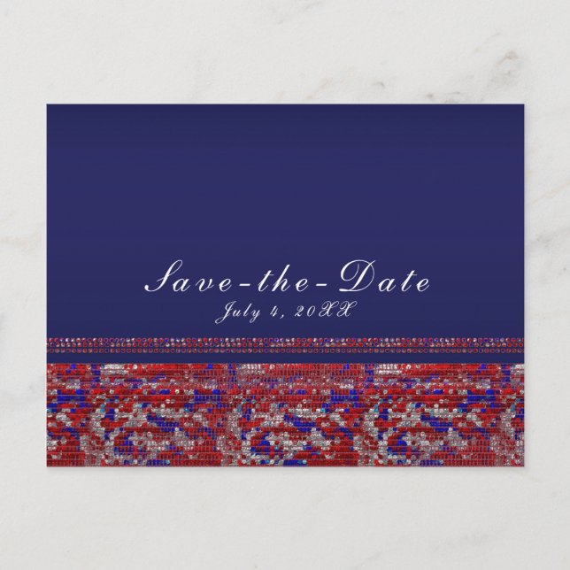 Postal De Anuncios Fiesta del 4 de Julio con lentejuelas de destellos (Anverso)