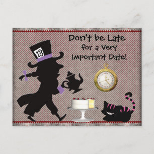 Postal De Anuncios Fiesta del Sombrerero Loco para Tomar el Té, Anunc