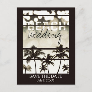 Postal De Anuncios Fiesta en la Playa Palmeras Tropical Blanco Calien