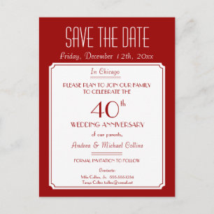 Postal De Anuncios Fiesta, evento o reunión Guardar la fecha en rojo