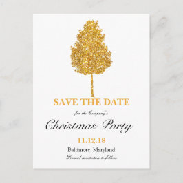 Postal De Anuncios Fiesta Navidades de árbol Purpurina de oro Guardar