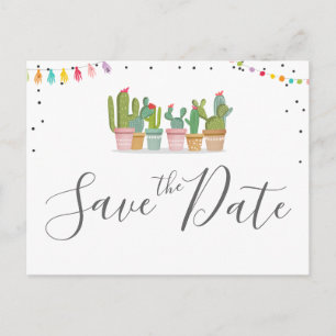 Postal De Anuncios Fiesta Pastel Mexicano Cactus Summer Save The Date