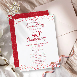 Postal De Anuncios Fiesta sorpresa del 40 aniversario de bodas corazó