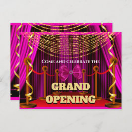 Postal De Anuncios Fiesta VIP de color rojo dorado de gran apertura e