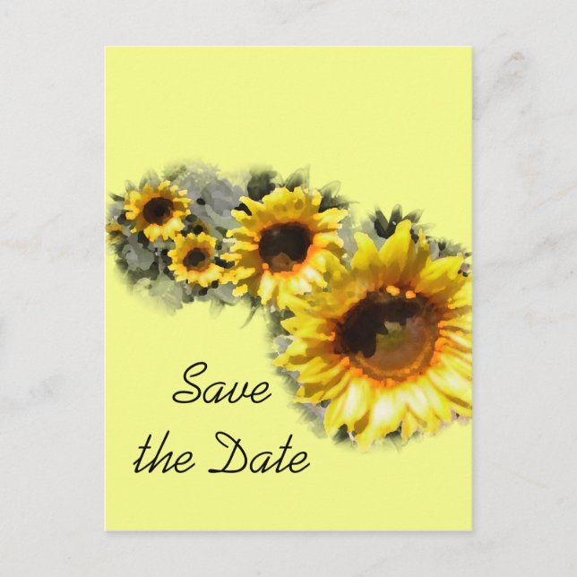 Postal De Anuncios Fila de Girasoles para Boda Save the Date (Anverso)