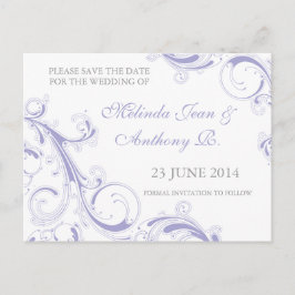 Postal De Anuncios Filigree Swirl Lavender Save the Date