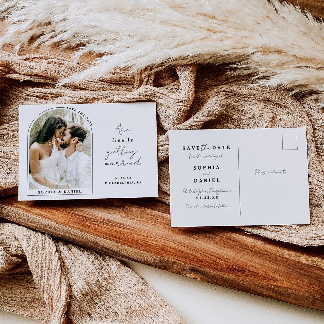 Postal De Anuncios Finalmente Arco Moderno con Foto Guardar la fecha (Subido por el creador)