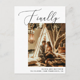 Postal De Anuncios Finalmente Minimalista Foto Boda Guardar la Fecha