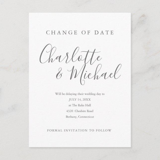 Postal De Anuncios Firma moderna cambia la fecha pospuesta (Anverso)