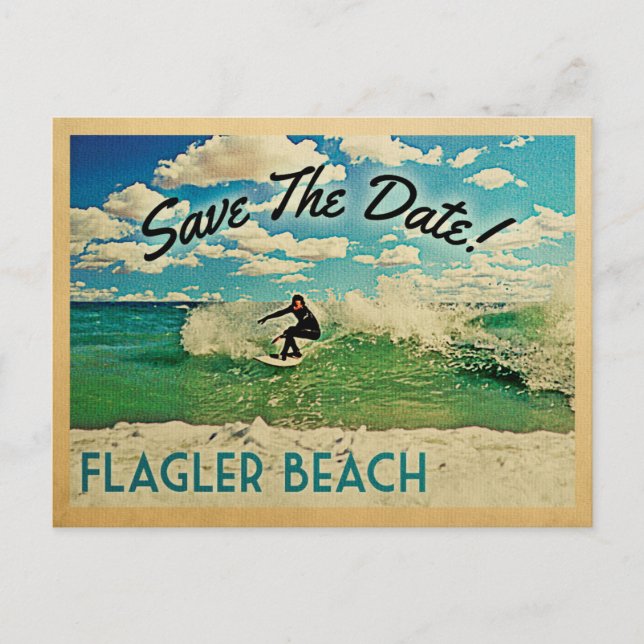 Postal De Anuncios Flagler Beach Salve La Fecha En Florida Surfing (Anverso)