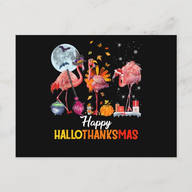 Postal De Anuncios Flamenco | Flamenco Halloween y Feliz Navidad (Anverso)